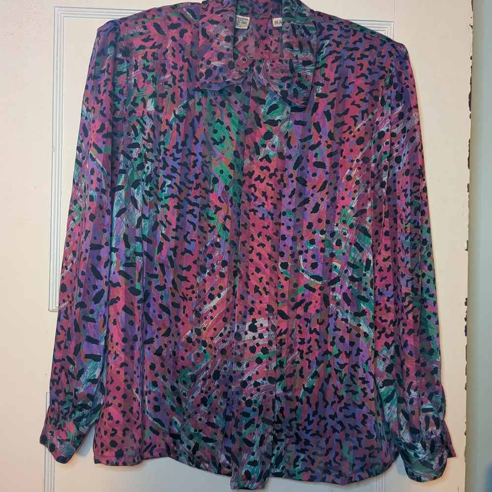 Vintage 80s Blouse - Lisa Frank Vibes!